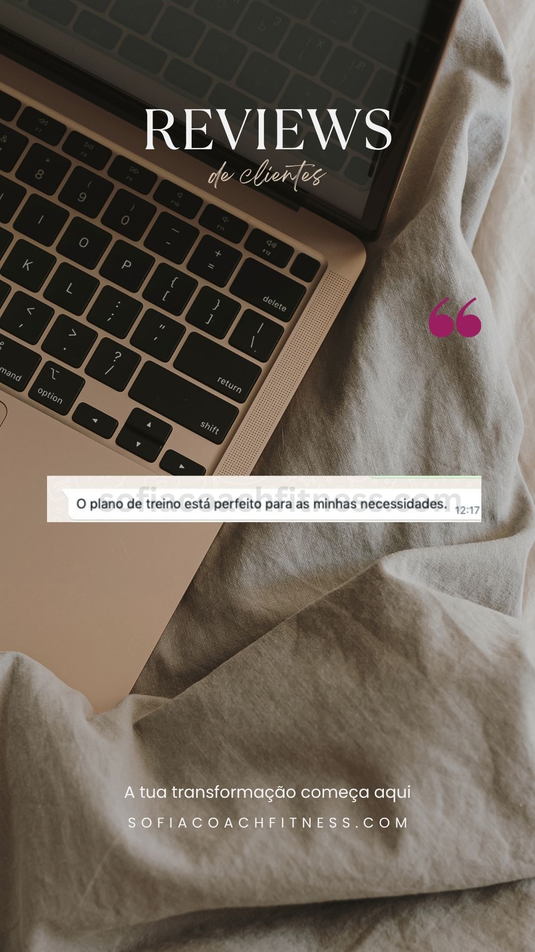 Mensagem real de transformação física com acompanhamento contínuo
